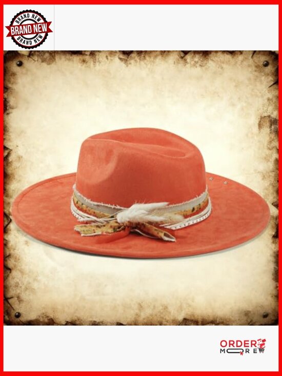 Wide Brim Fedora Hat Unisex Felt Panama Dress Hat Adjustable main image 4
